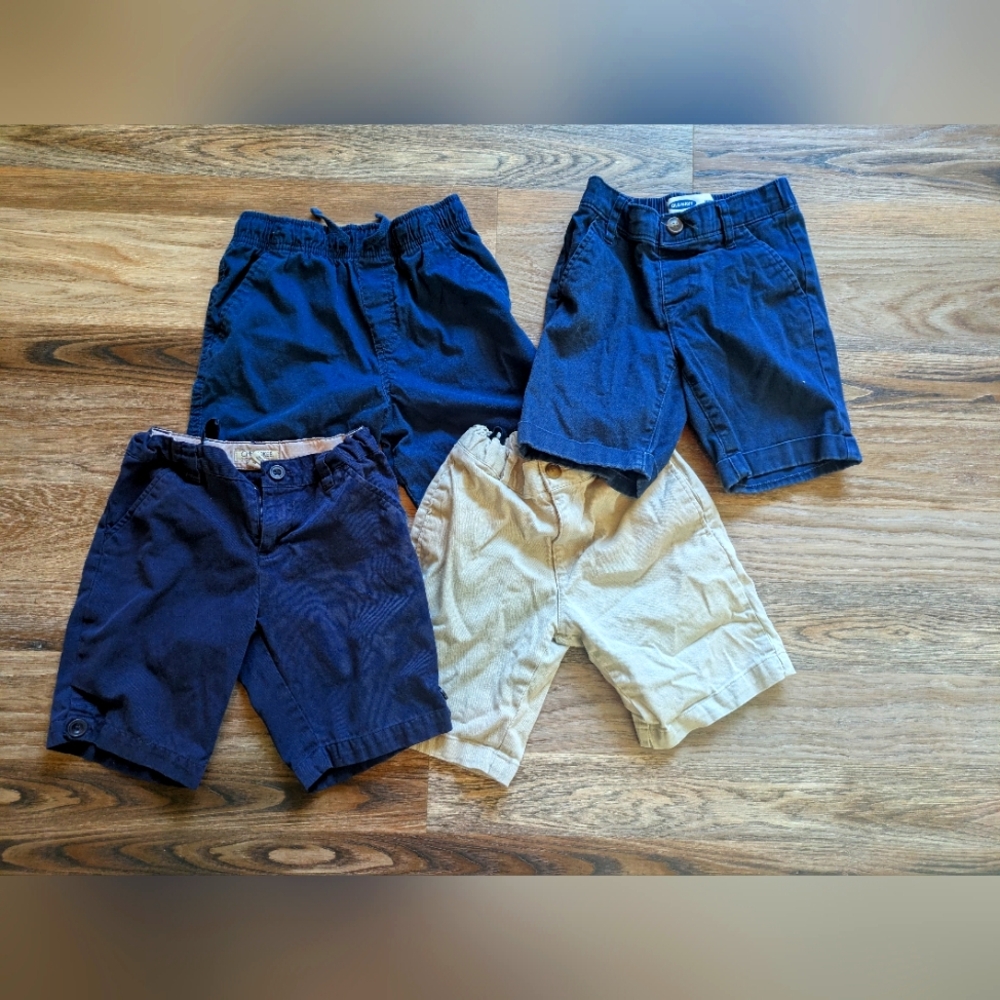 Uniform Shorts Size 8 Tan Navy Blue Lot Of 4 Pair‎